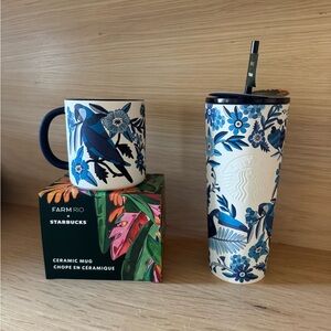 Starbucks Farm Rio Blue and White Mug and Tumbler